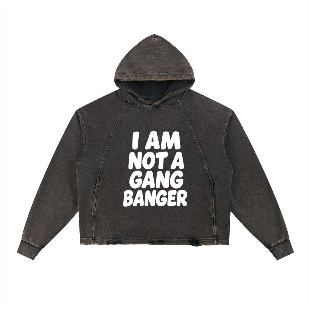 Vintage Washed Frayed-Hem Hoodie