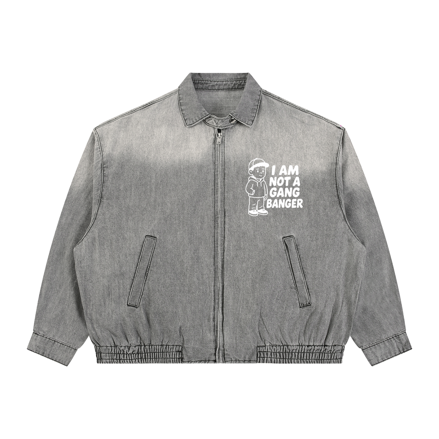 Unisex Vintage Wash Full-Zip Denim Jacket