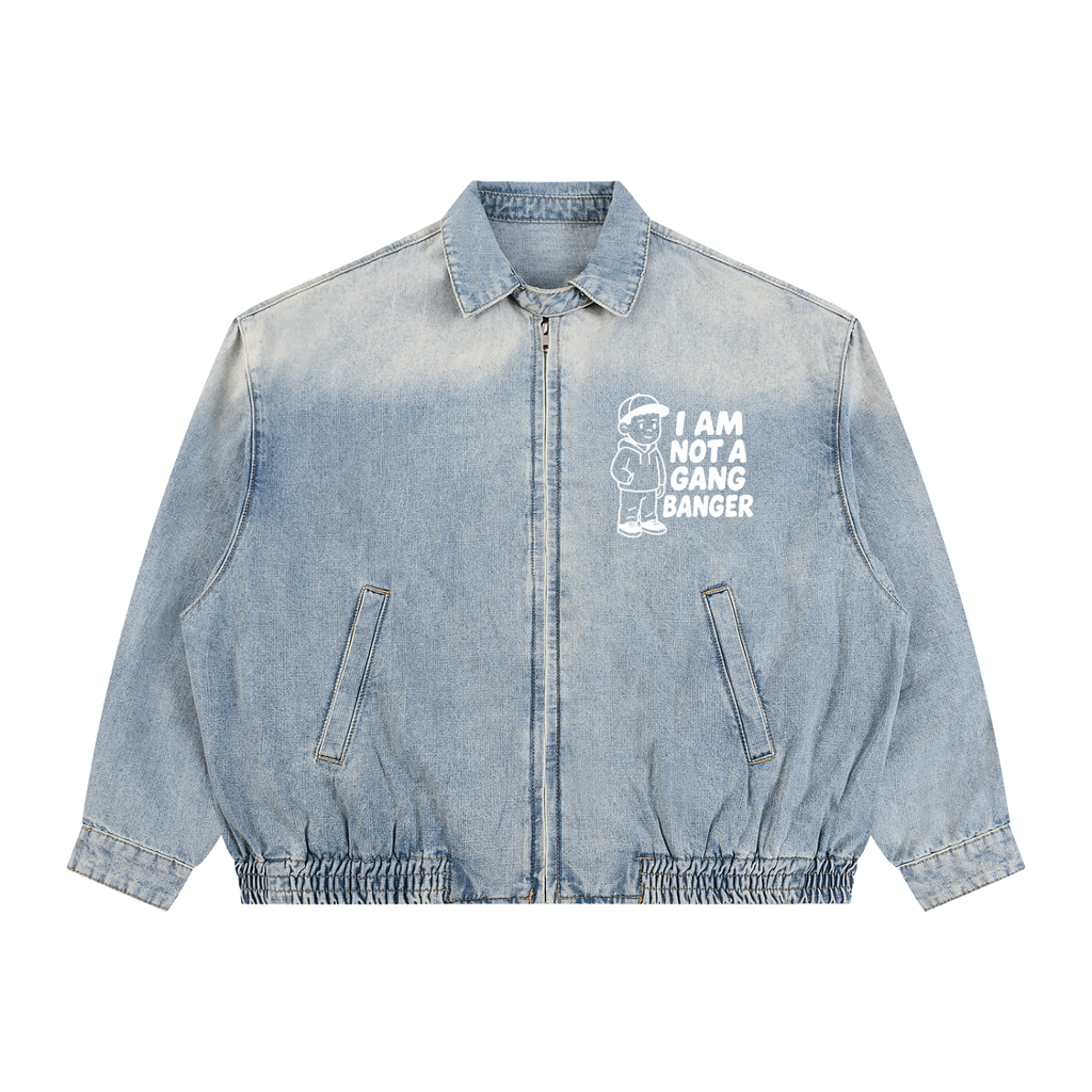 Unisex Vintage Wash Full-Zip Denim Jacket