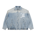 Unisex Vintage Wash Full-Zip Denim Jacket