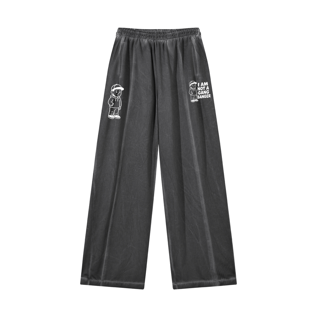 Unisex Vintage Wash Wide Leg Mesh Sweatpants