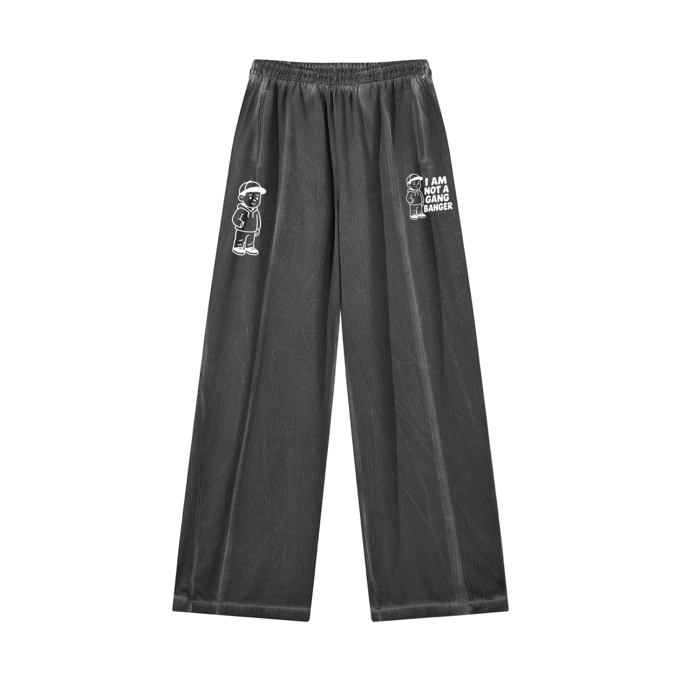 Unisex Vintage Wash Wide Leg Mesh Sweatpants
