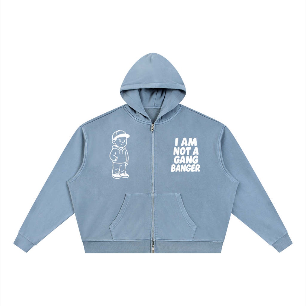 Unisex Vintage Wash Full Zip Boxy Hoodie