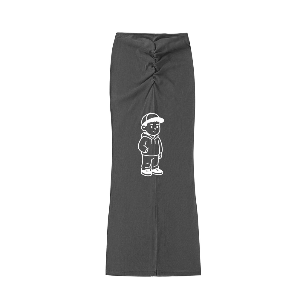 Dyed Washed Drawstring Maxi Skirt