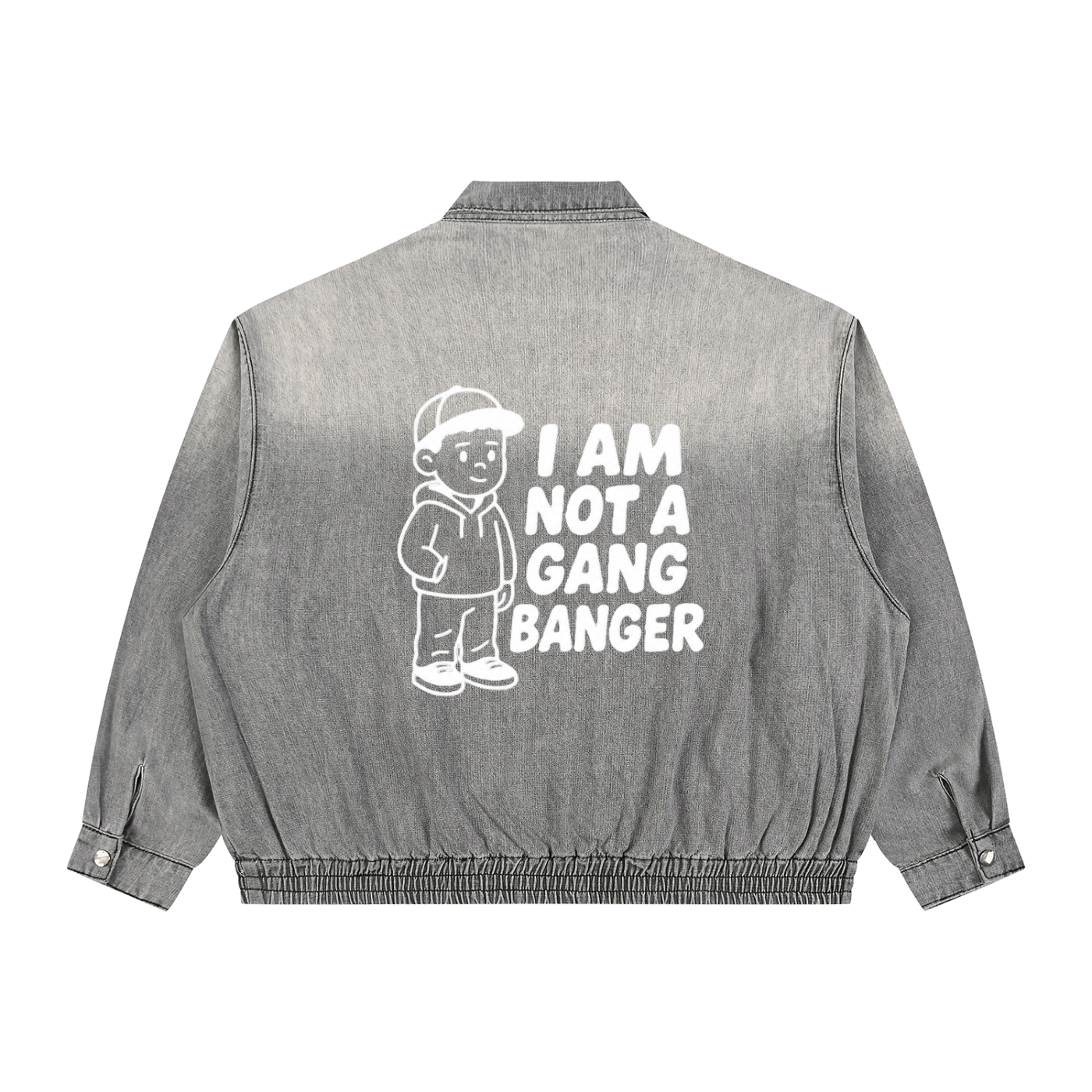 Unisex Vintage Wash Full-Zip Denim Jacket