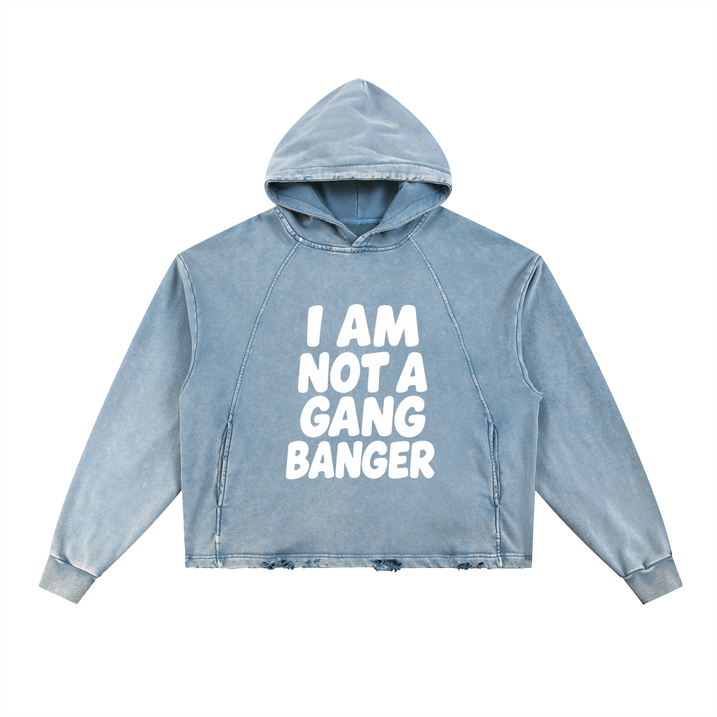Vintage Washed Frayed-Hem Hoodie
