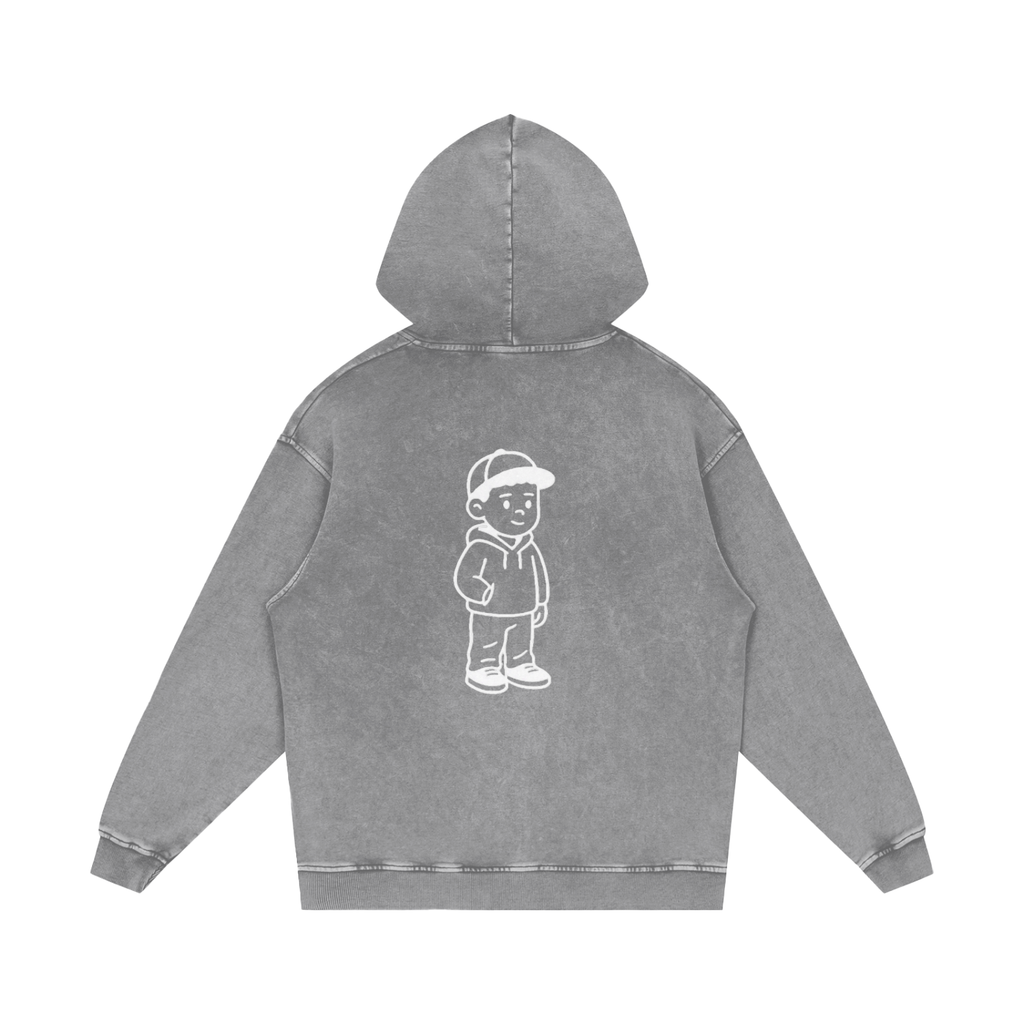 Snow Washed Loose Cotton Hoodie