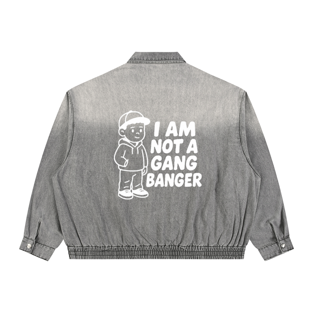 Unisex Vintage Wash Full-Zip Denim Jacket