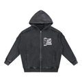 Snow Washed Tape Raw Edge Zip Hoodie