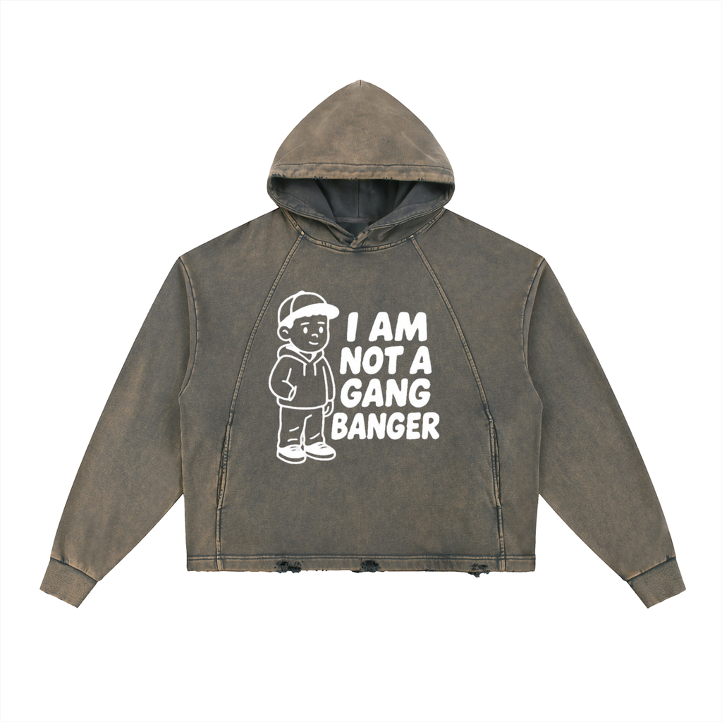 Vintage Washed Frayed-Hem Hoodie