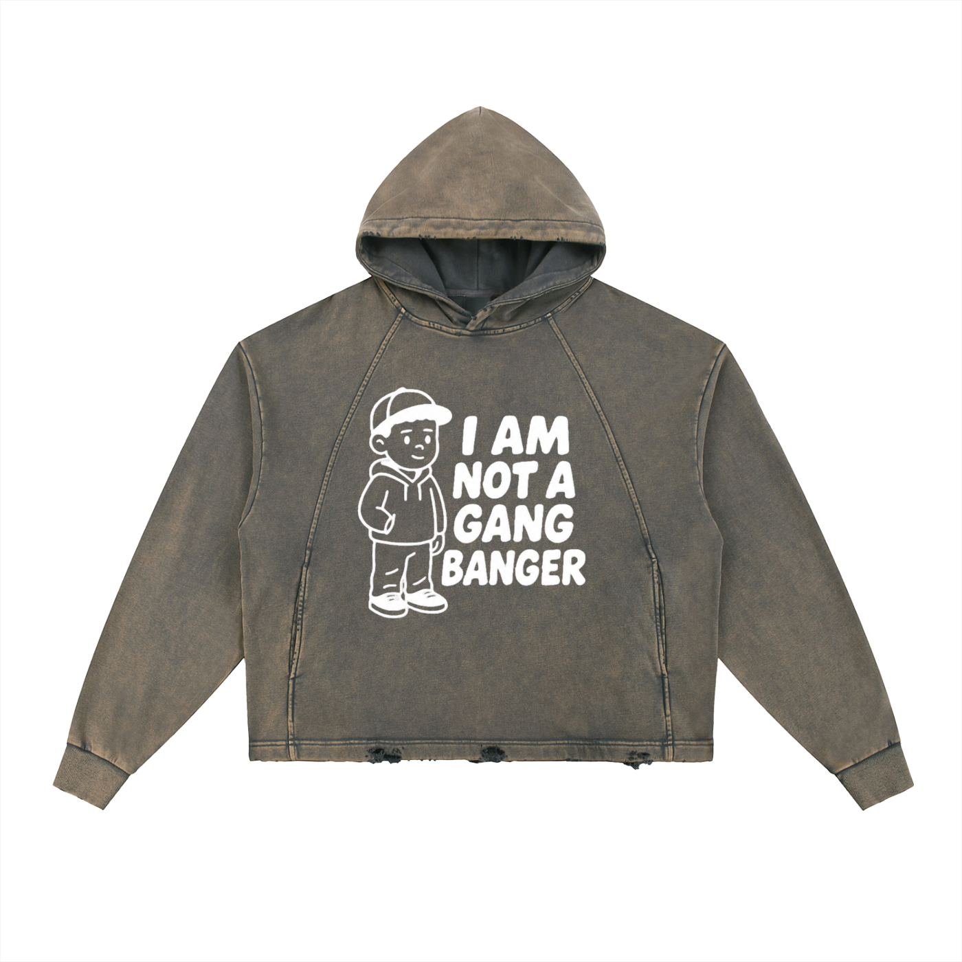 Vintage Washed Frayed-Hem Hoodie