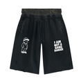 Unisex Vintage Wash Distressed Wide Leg Shorts