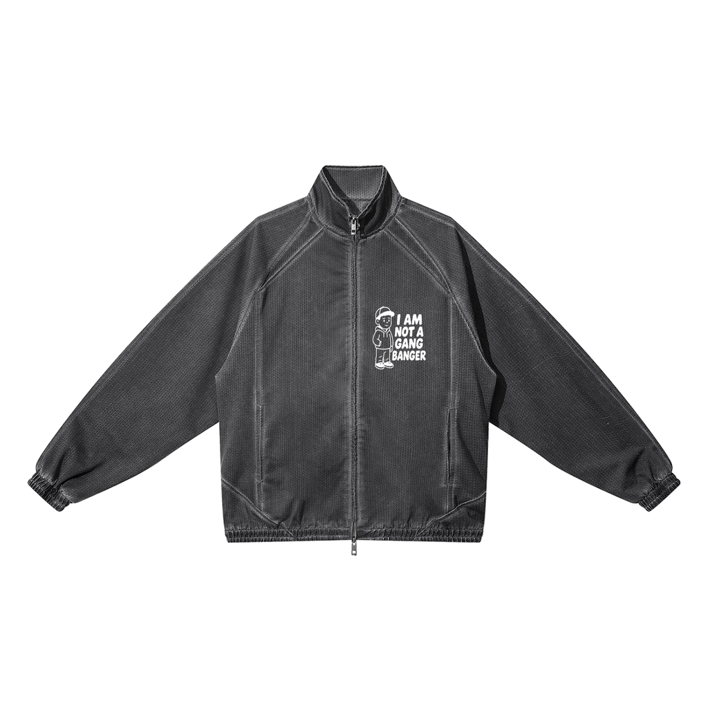 Unisex Vintage Wash Full Zip Mesh Jacket