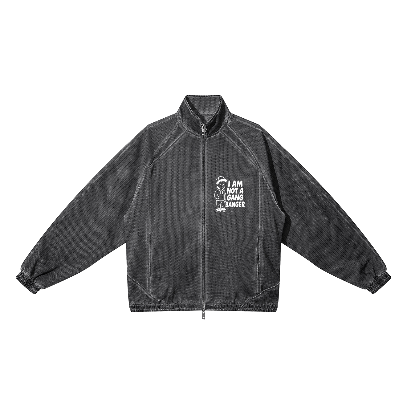 Unisex Vintage Wash Full Zip Mesh Jacket