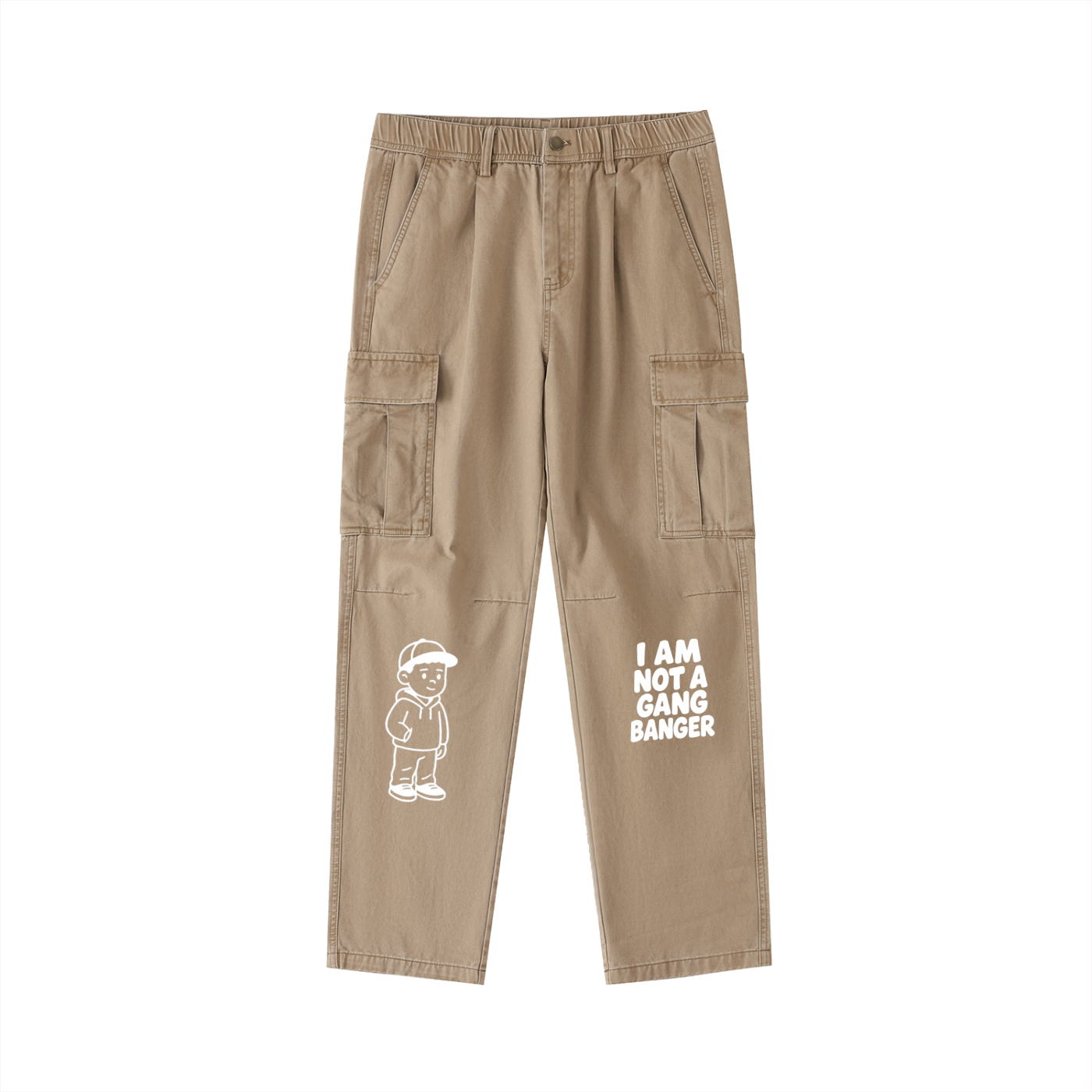 Cotton Elastic-Waist Cargo Pants