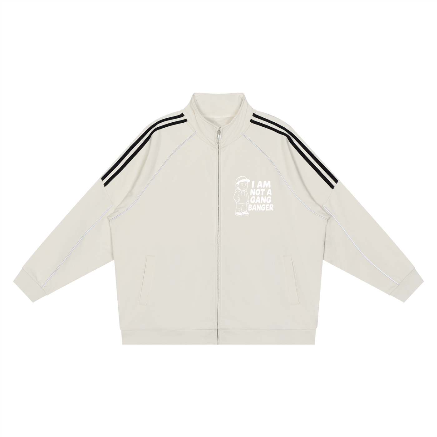 Unisex Reflection Striped Raglan Sleeve  Jacket