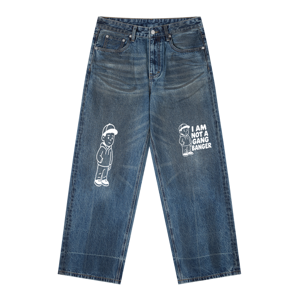 Vintage Wash Baggy Denim Jeans