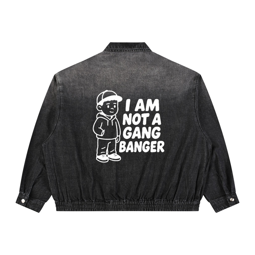 Unisex Vintage Wash Full-Zip Denim Jacket