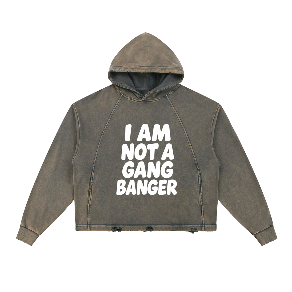 Vintage Washed Frayed-Hem Hoodie