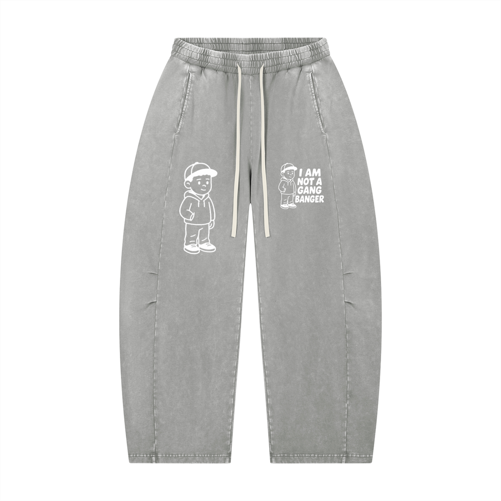 Unisex Mineral Wash Barrel Leg Pants