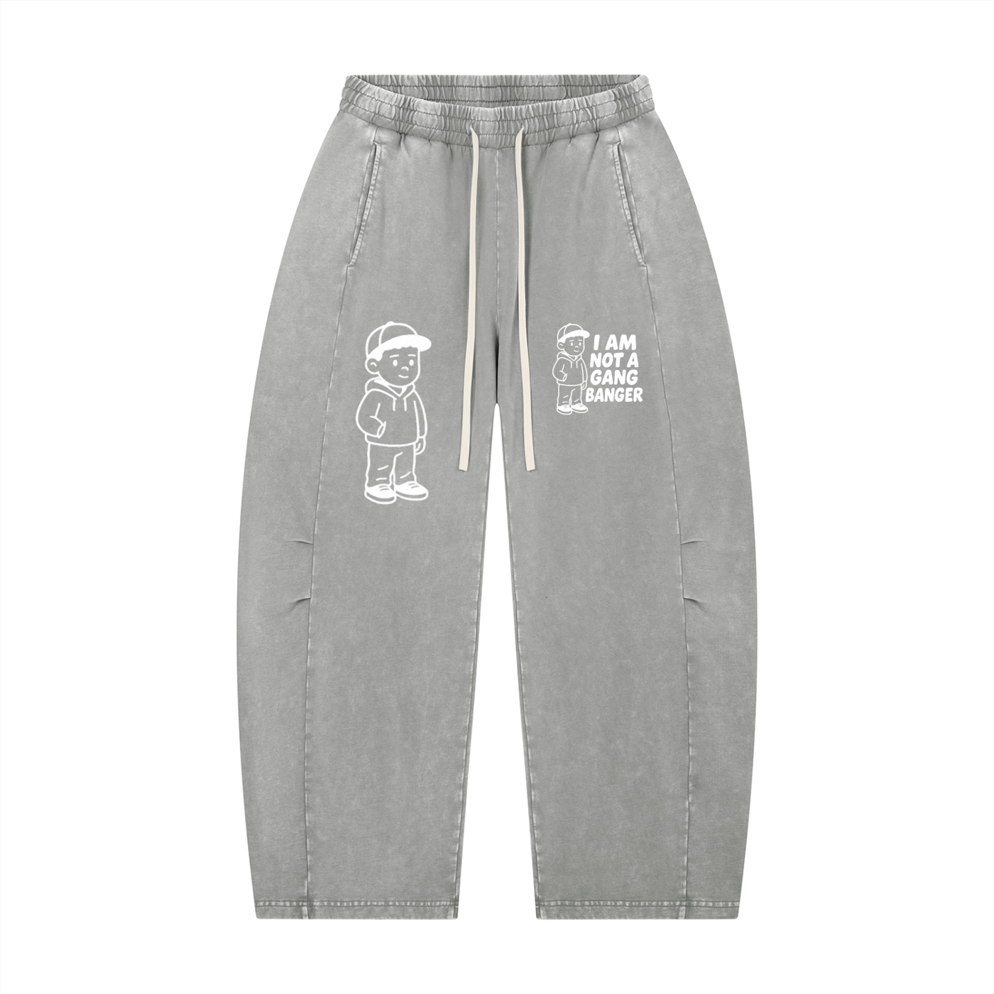 Unisex Mineral Wash Barrel Leg Pants