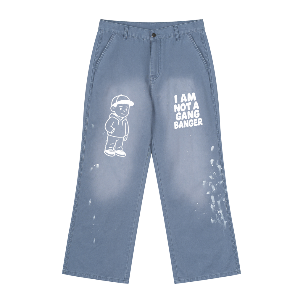 Men's Vintage Wash Splatter Denim Jeans