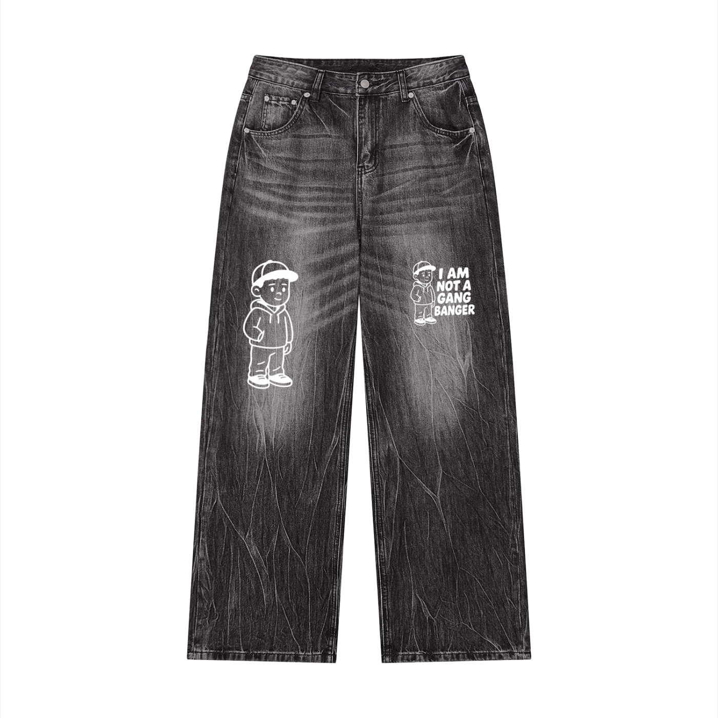 Men’s Vintage Wash Wide Leg Jeans