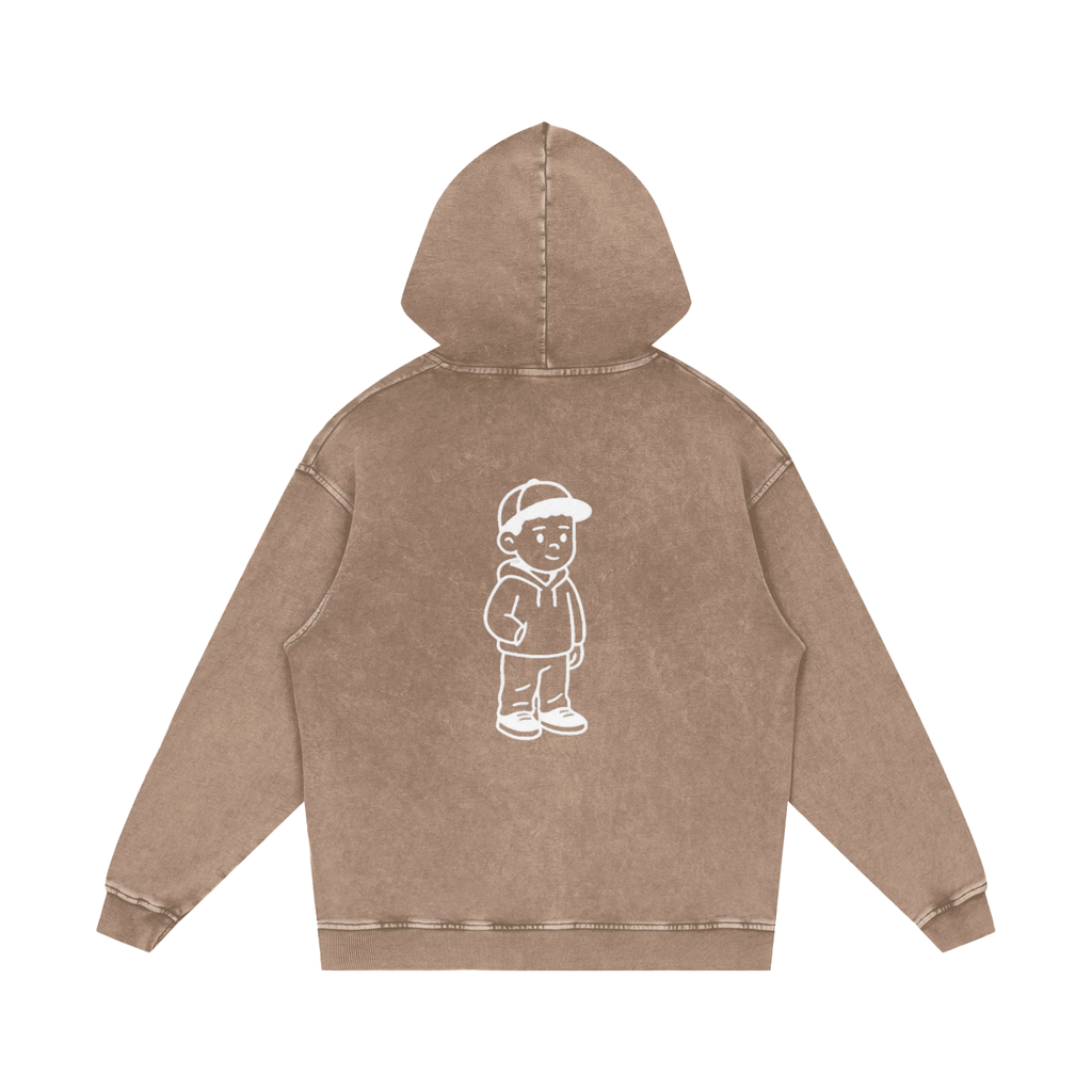 Snow Washed Loose Cotton Hoodie