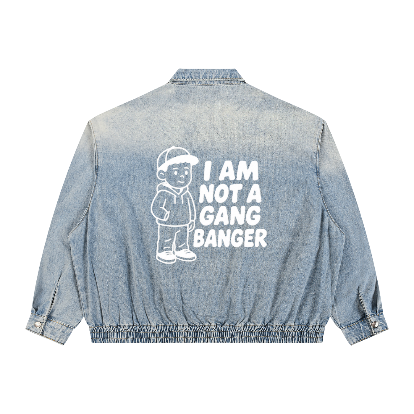 Unisex Vintage Wash Full-Zip Denim Jacket