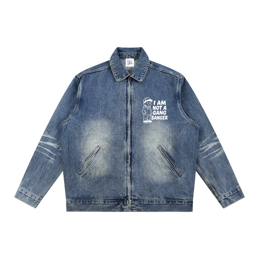 Vintage Wash Zip Up Denim Jacket