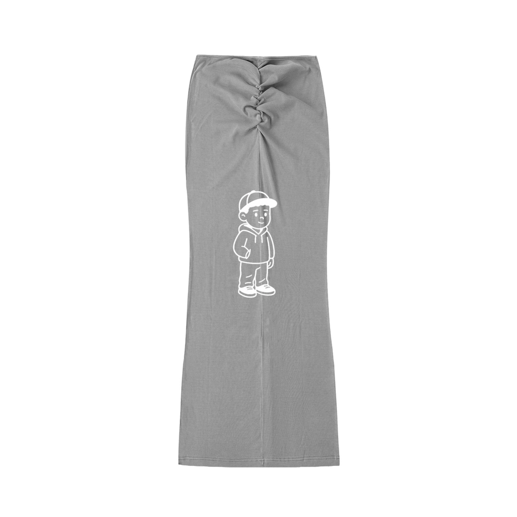 Dyed Washed Drawstring Maxi Skirt