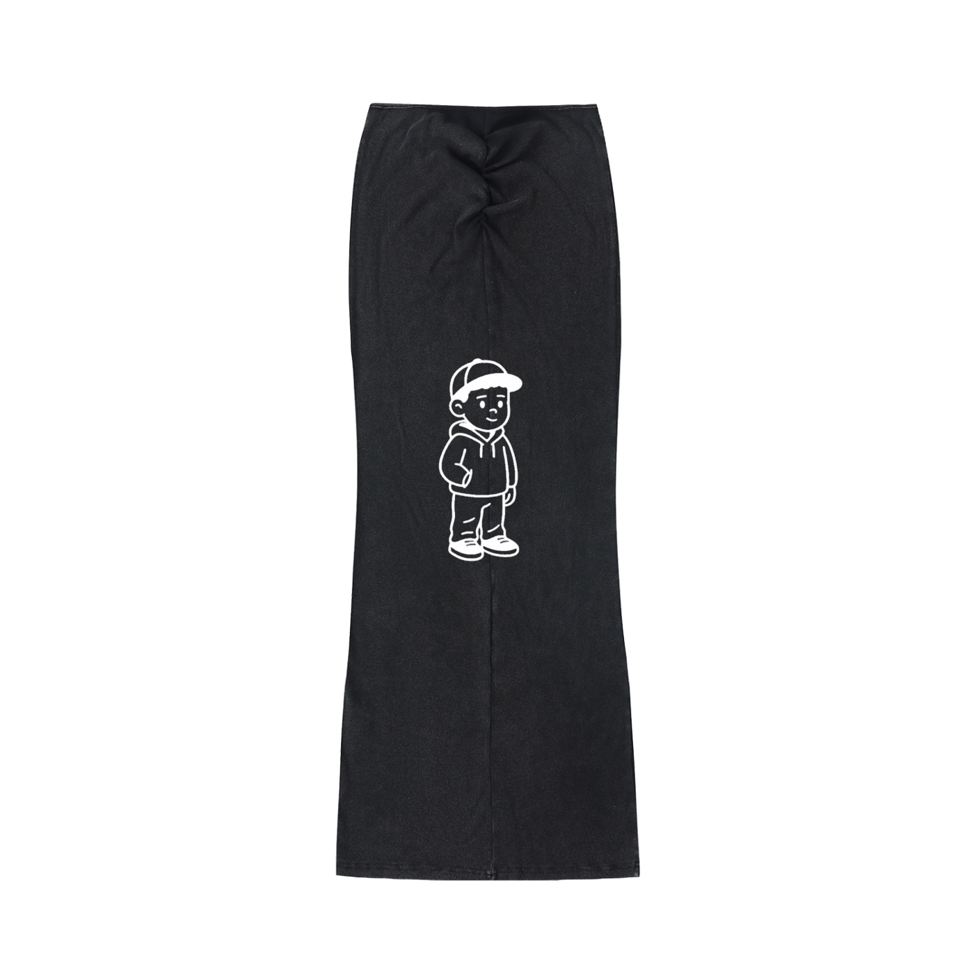 Dyed Washed Drawstring Maxi Skirt