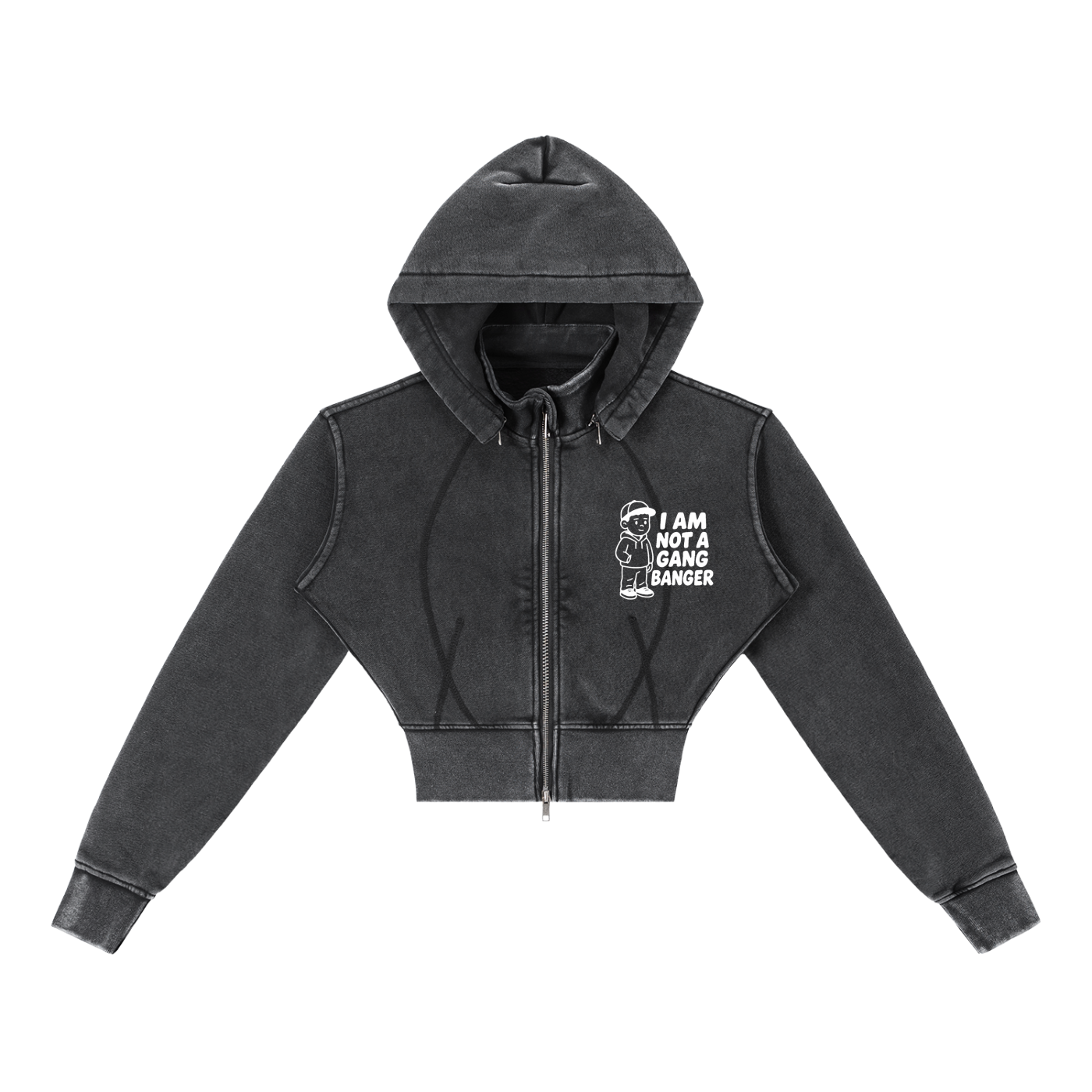 Vintage Washed Cropped Fleece Hoodie